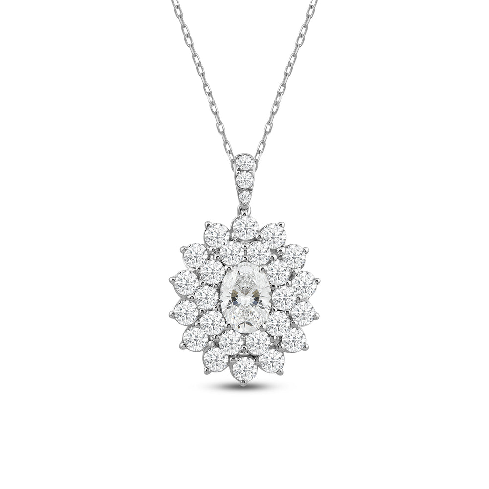 Flower Cluster Diamond Pendant with 14KT White Gold / Lab / 3 1/8 Cut Diamond in 14KT White Gold / Lab / 3 1/8 view 4
