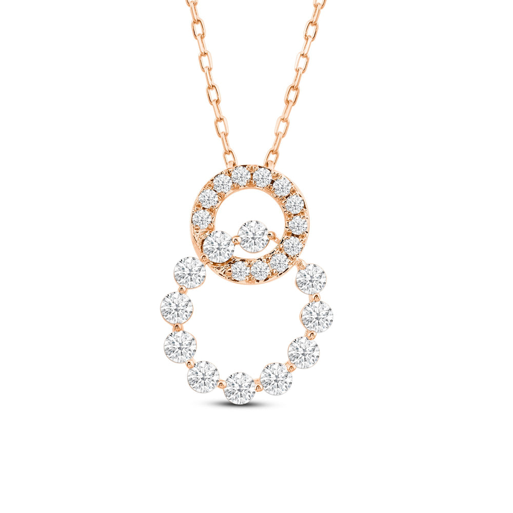 Delicate Circles Link Pendant with 14KT Rose Gold / Lab / 1/2 Cut Diamond in 14KT Rose Gold / Lab / 1/2 view 2

