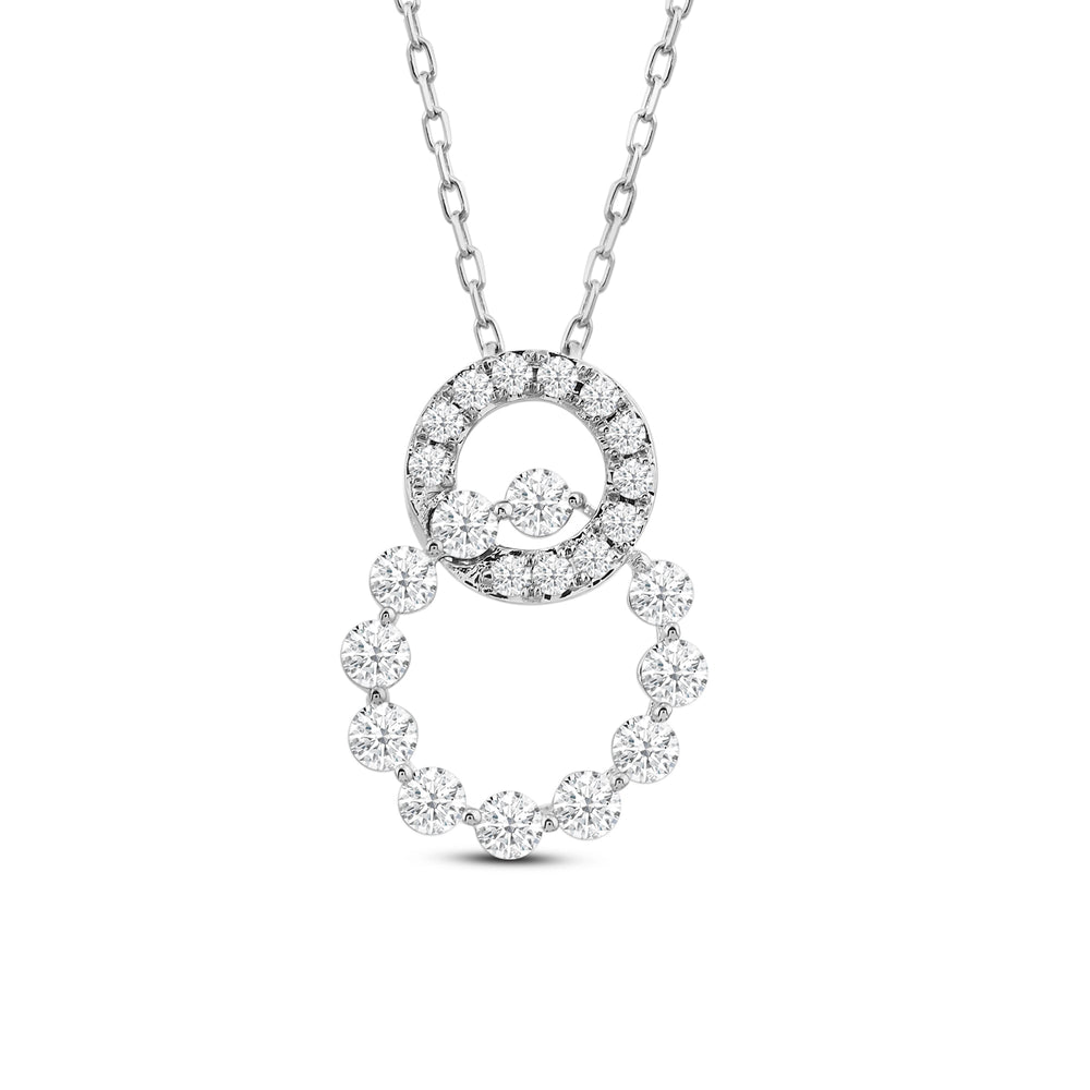 Delicate Circles Link Pendant with 14KT White Gold / Lab / 1/2 Cut Diamond in 14KT White Gold / Lab / 1/2 view 2
