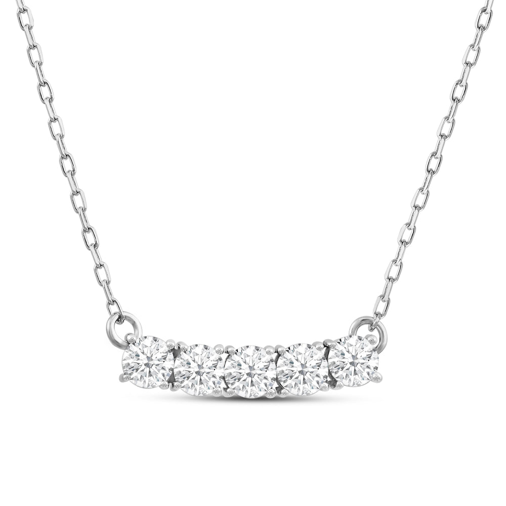 Dainty Five Stone Diamond Necklace with 14KT White Gold / Lab / 5/8 Cut Diamond in 14KT White Gold / Lab / 5/8 view 2
