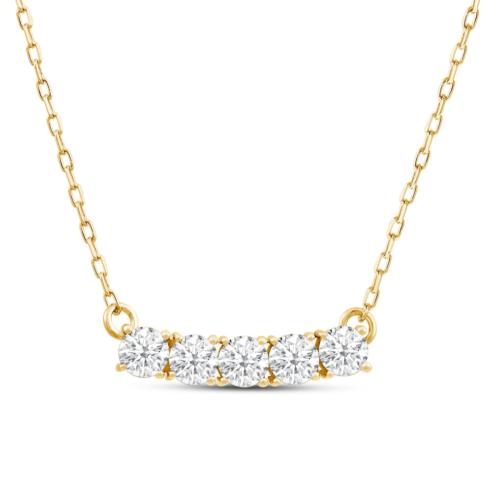 Dainty Five Stone Diamond Necklace with 14KT Yellow Gold / Lab / 5/8 Cut Diamond in 14KT Yellow Gold / Lab / 5/8 view 2
