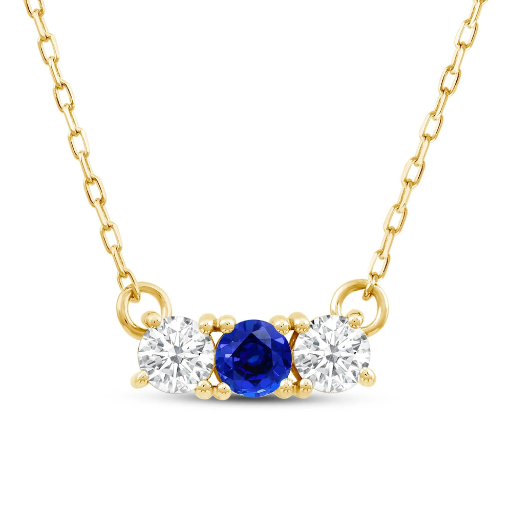 Sapphire And Diamond Stardust Cluster NecklaceTest Drashya with 14KT Yellow Gold Cut Diamond in 14KT Yellow Gold view 1
