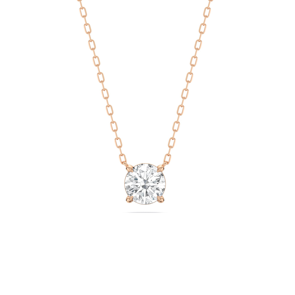4 Prong Basket Round Lab Created Diamond Solitaire Necklace with 14KT Rose Gold / Lab / 1 Cut Diamond in 14KT Rose Gold / Lab / 1 view 1
