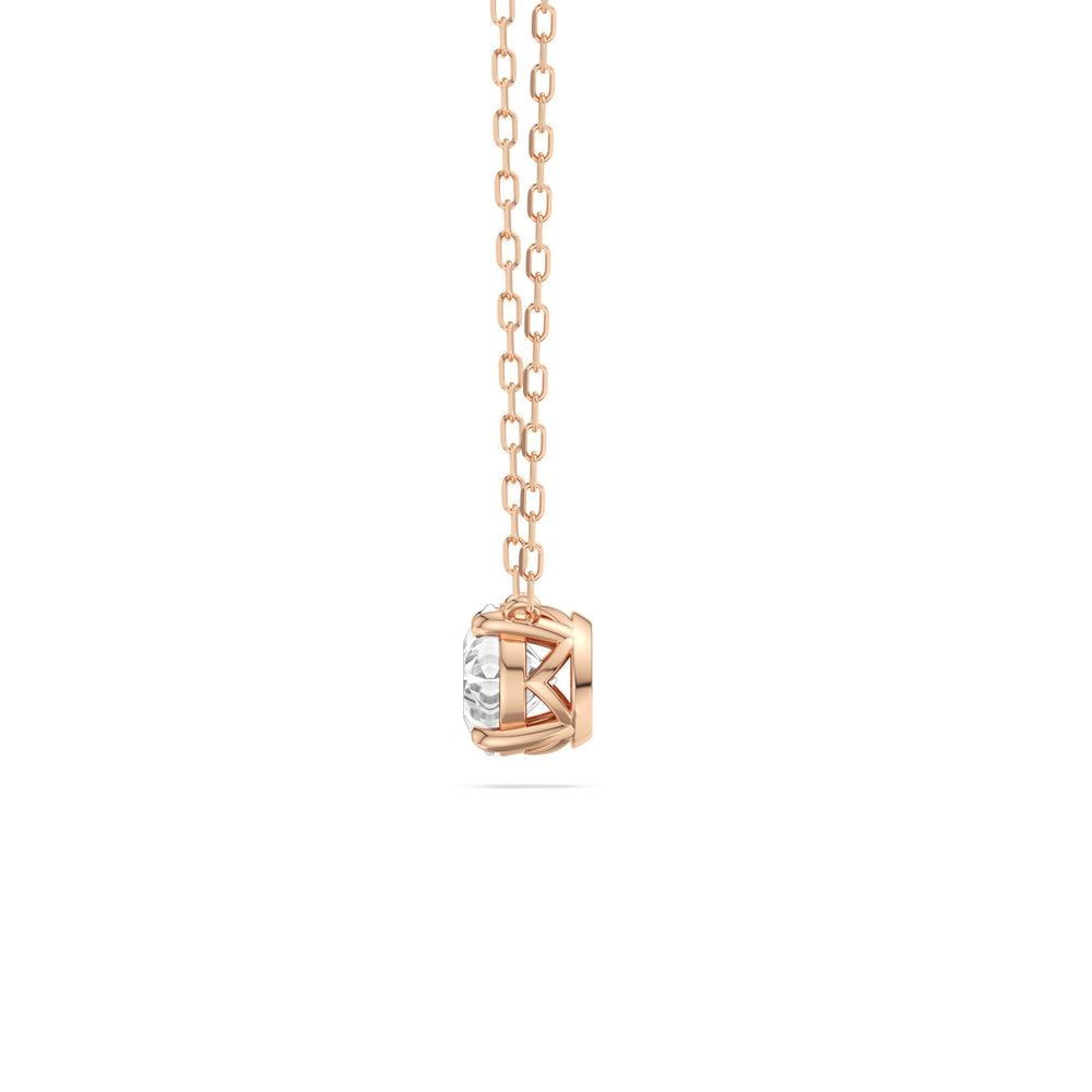 4 Prong Basket Round Lab Created Diamond Solitaire Necklace with 14KT Rose Gold / Lab / 1 Cut Diamond in 14KT Rose Gold / Lab / 1 view 5
