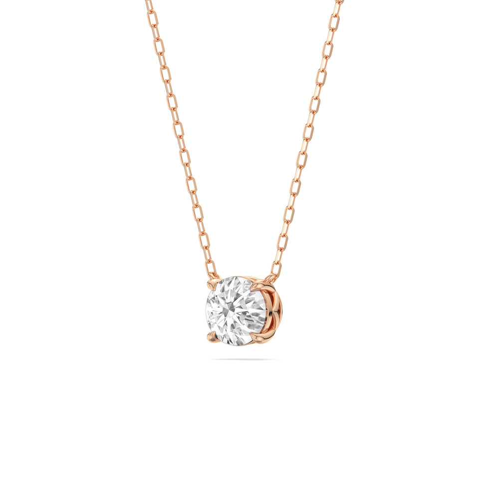 4 Prong Basket Round Lab Created Diamond Solitaire Necklace with 14KT Rose Gold / Lab / 1 Cut Diamond in 14KT Rose Gold / Lab / 1 view 4

