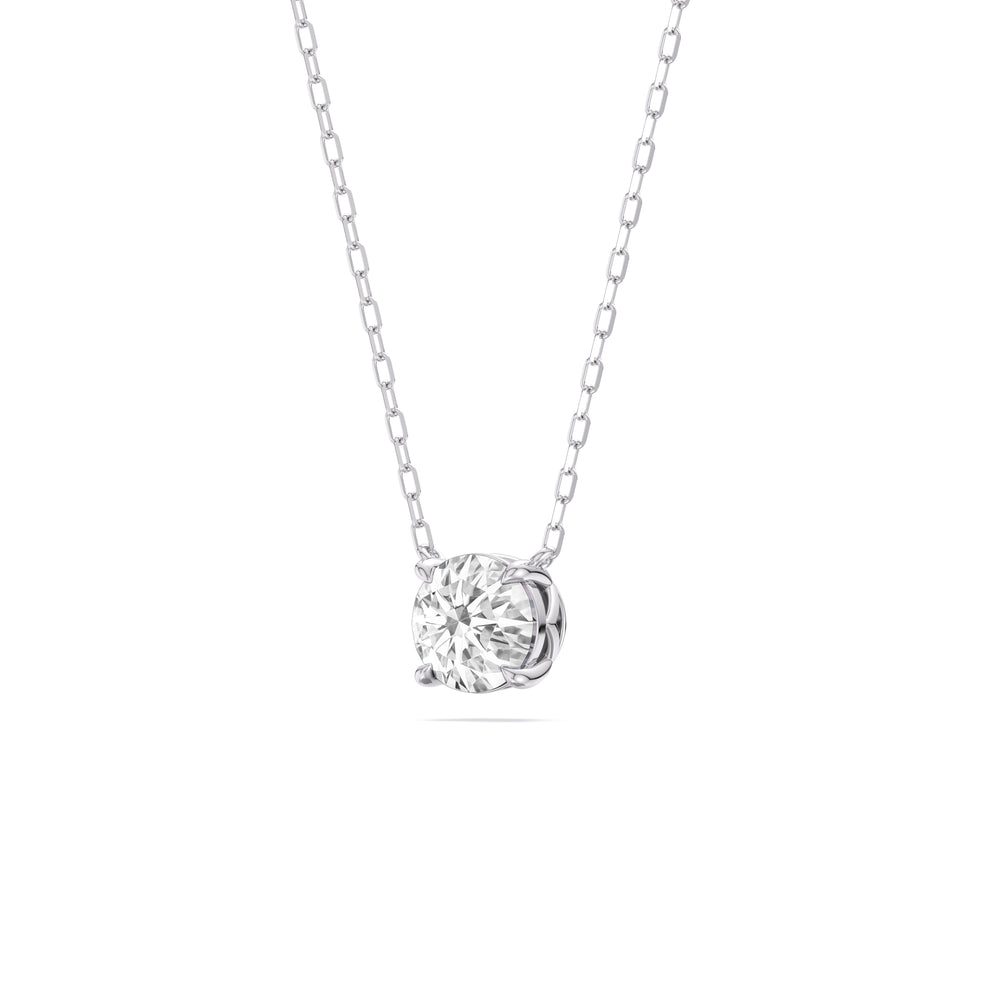 4 Prong Basket Round Lab Created Diamond Solitaire Necklace with 14KT White Gold / Lab / 1 Cut Diamond in 14KT White Gold / Lab / 1 view 4
