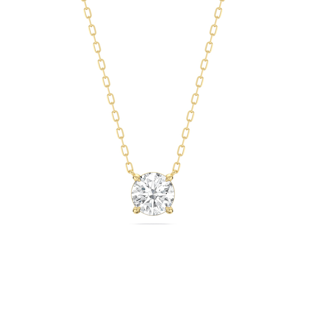 4 Prong Basket Round Lab Created Diamond Solitaire Necklace with 14KT Yellow Gold / Lab / 1 Cut Diamond in 14KT Yellow Gold / Lab / 1 view 1

