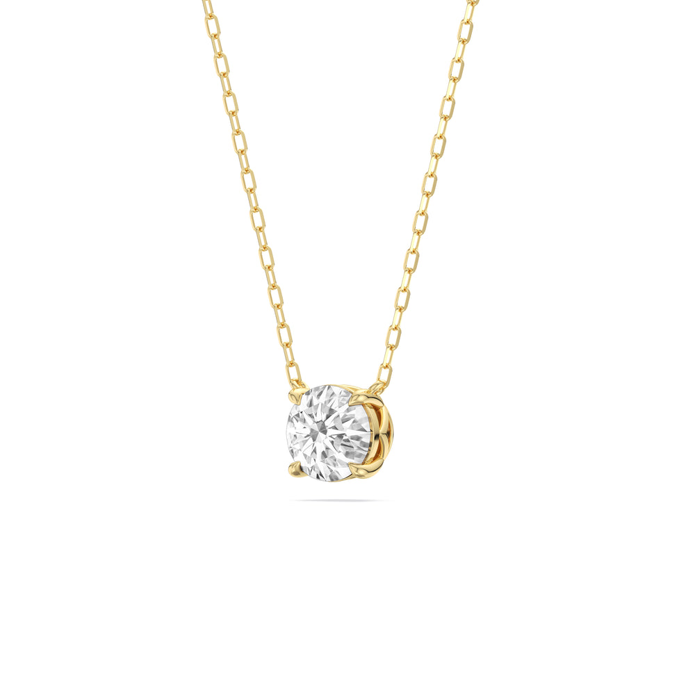 4 Prong Basket Round Lab Created Diamond Solitaire Necklace with 14KT Yellow Gold / Lab / 1 Cut Diamond in 14KT Yellow Gold / Lab / 1 view 4
