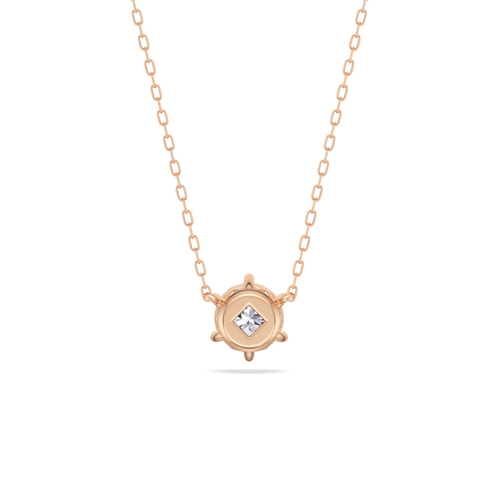 6 Prong Basket Round Lab Created Diamond Solitaire Necklace with 14KT Rose Gold / Lab / 1 1/2 Cut Diamond in 14KT Rose Gold / Lab / 1 1/2 view 6
