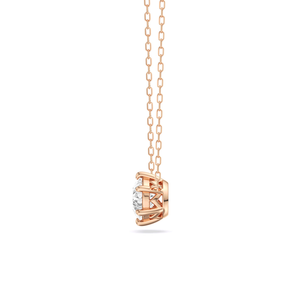 6 Prong Basket Round Lab Created Diamond Solitaire Necklace with 14KT Rose Gold / Lab / 1 1/2 Cut Diamond in 14KT Rose Gold / Lab / 1 1/2 view 5
