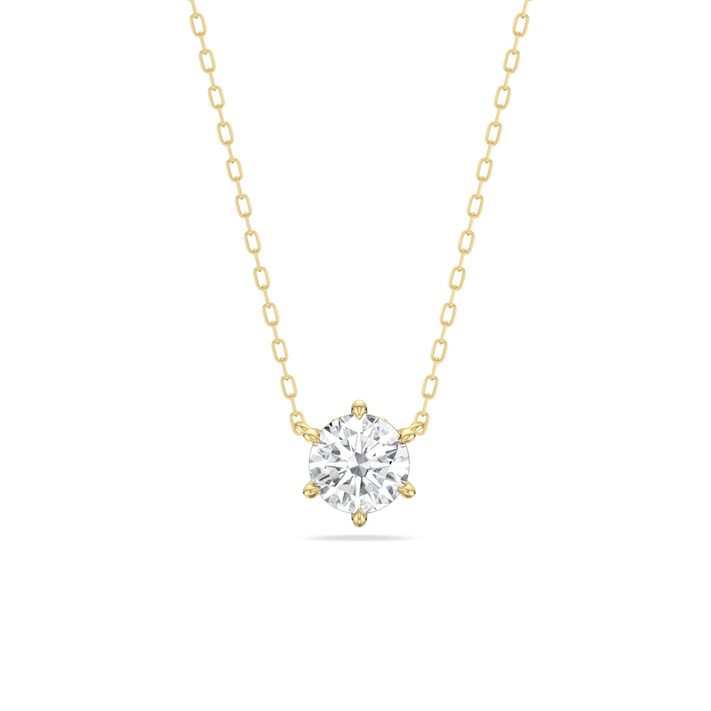 6 Prong Basket Round Lab Created Diamond Solitaire Necklace with 14KT Yellow Gold / Lab / 1 1/2 Cut Diamond in 14KT Yellow Gold / Lab / 1 1/2 view 1

