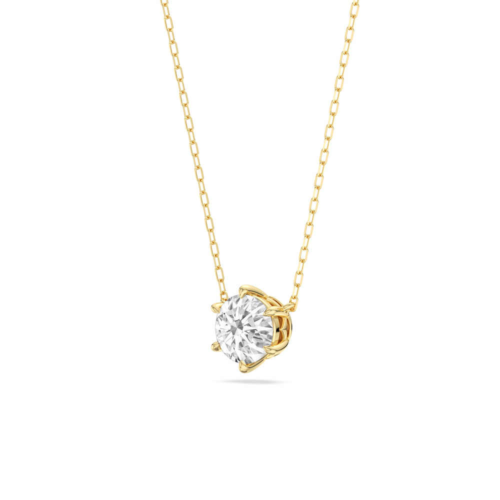 6 Prong Basket Round Lab Created Diamond Solitaire Necklace with 14KT Yellow Gold / Lab / 1 1/2 Cut Diamond in 14KT Yellow Gold / Lab / 1 1/2 view 4
