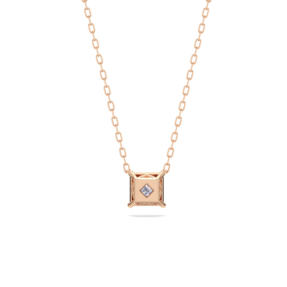 4 Prong Basket Princess Lab Created Diamond Solitaire Necklace with 14KT Rose Gold / Lab / 1 Cut Diamond in 14KT Rose Gold / Lab / 1 view 6
