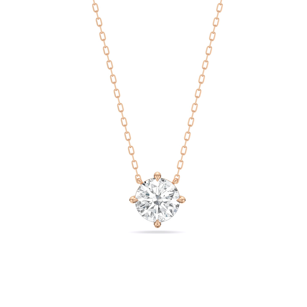 Kite Set Round Lab Created Diamond Solitaire Pendant with 14KT Rose Gold / Lab / 2 Cut Diamond in 14KT Rose Gold / Lab / 2 view 1
