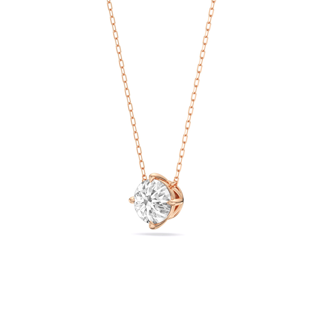 Kite Set Round Lab Created Diamond Solitaire Pendant with 14KT Rose Gold / Lab / 2 Cut Diamond in 14KT Rose Gold / Lab / 2 view 4
