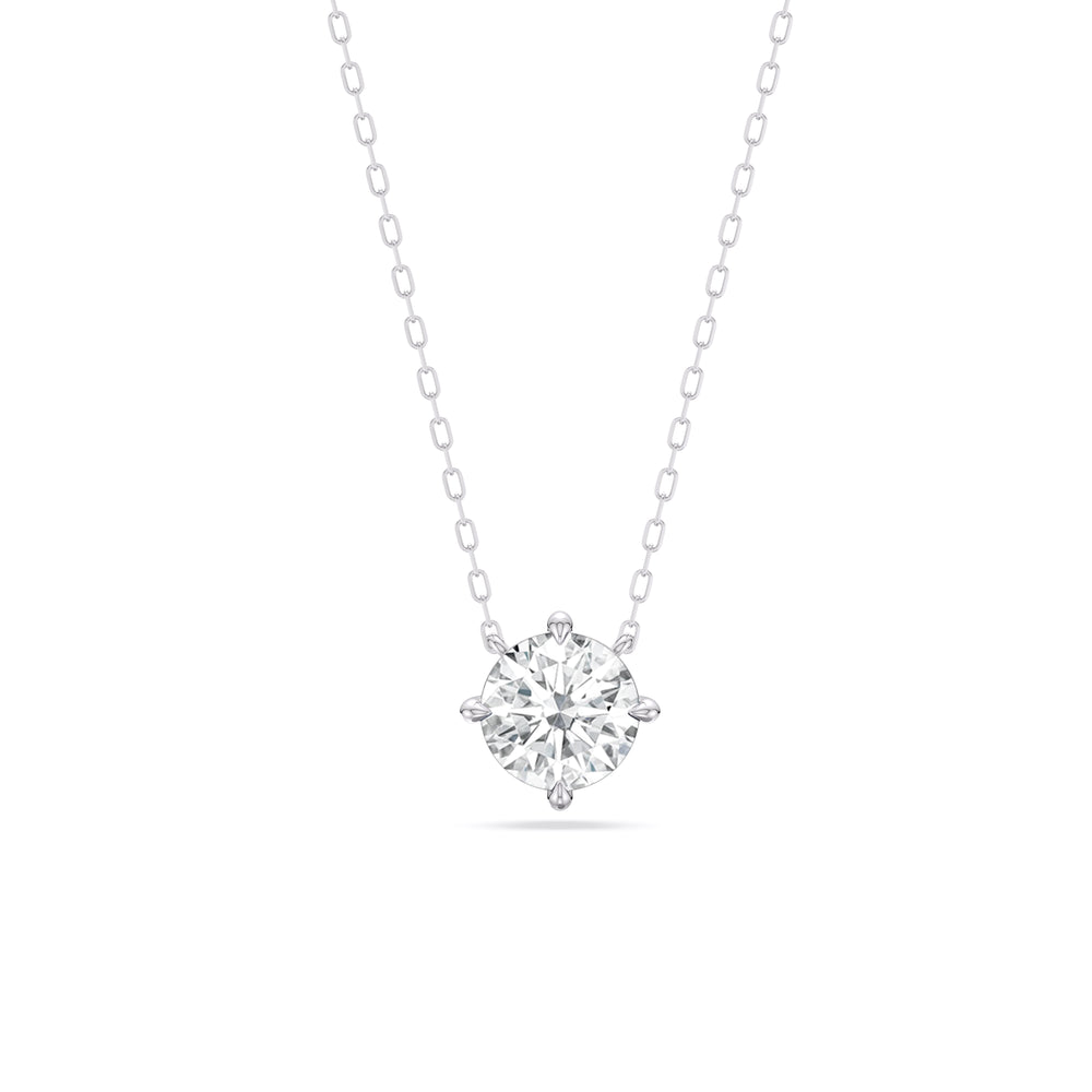 Kite Set Round Lab Created Diamond Solitaire Pendant with 14KT White Gold / Lab / 2 Cut Diamond in 14KT White Gold / Lab / 2 view 1
