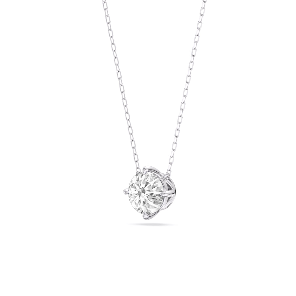 Kite Set Round Lab Created Diamond Solitaire Pendant with 14KT White Gold / Lab / 2 Cut Diamond in 14KT White Gold / Lab / 2 view 4
