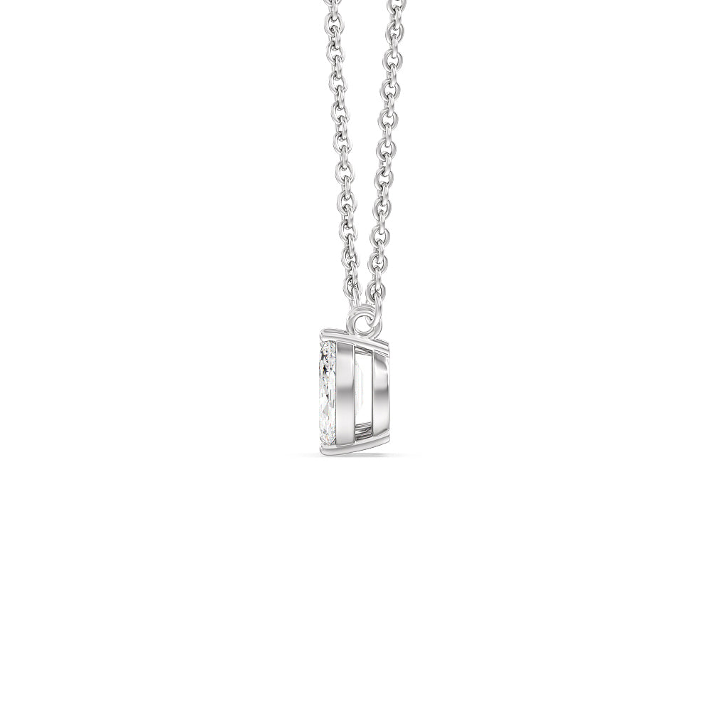 Toi Et Moi Marquise Emerald Necklace with 14KT White Gold / Lab / 1 1/8 Cut Diamond in 14KT White Gold / Lab / 1 1/8 view 2
