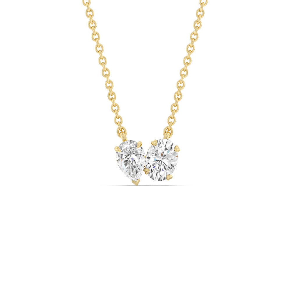 Toi Et Moi Pear Oval Necklace with 14KT Yellow Gold / Lab / 7/8 Cut Diamond in 14KT Yellow Gold / Lab / 7/8 view 1
