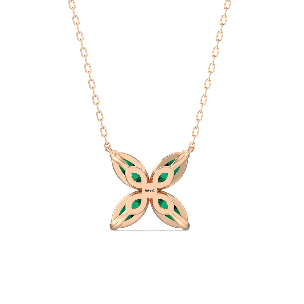 Emerald Wildflower NecklaceTest Drashya with 14KT Rose Gold Cut Diamond in 14KT Rose Gold view 4
