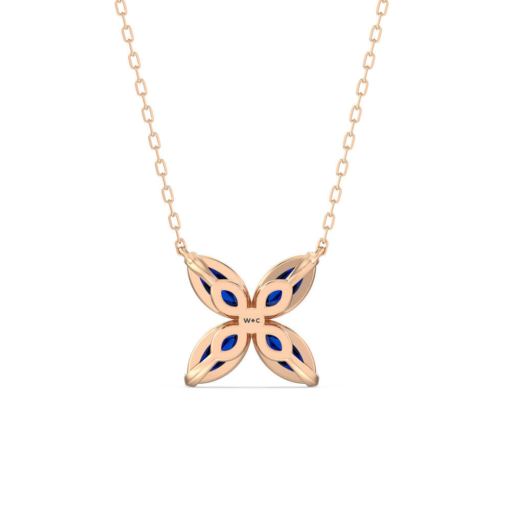 Sapphire Wildflower NecklaceTest Drashya with 14KT Rose Gold Cut Diamond in 14KT Rose Gold view 4
