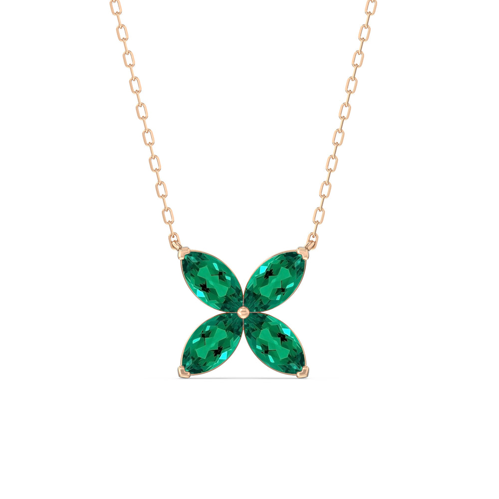 Emerald Wildflower NecklaceTest Drashya with 14KT Rose Gold Cut Diamond in 14KT Rose Gold view 1
