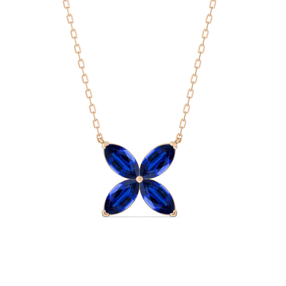 Sapphire Wildflower NecklaceTest Drashya with 14KT Rose Gold Cut Diamond in 14KT Rose Gold view 1

