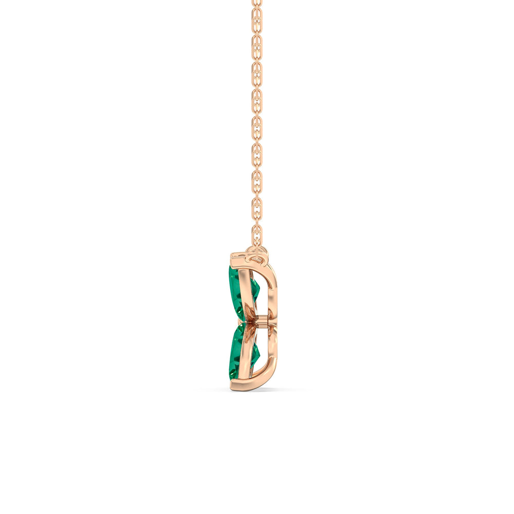 Emerald Wildflower NecklaceTest Drashya with 14KT Rose Gold Cut Diamond in 14KT Rose Gold view 3
