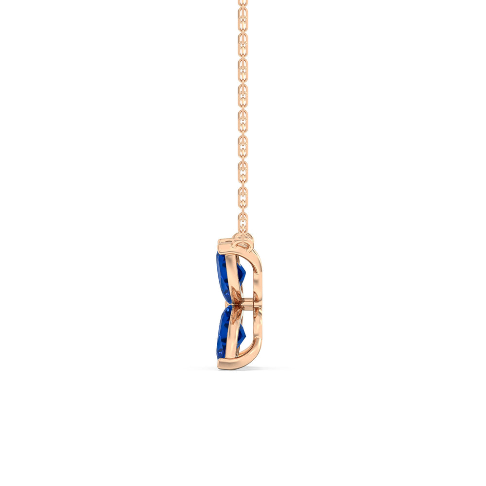 Sapphire Wildflower NecklaceTest Drashya with 14KT Rose Gold Cut Diamond in 14KT Rose Gold view 3

