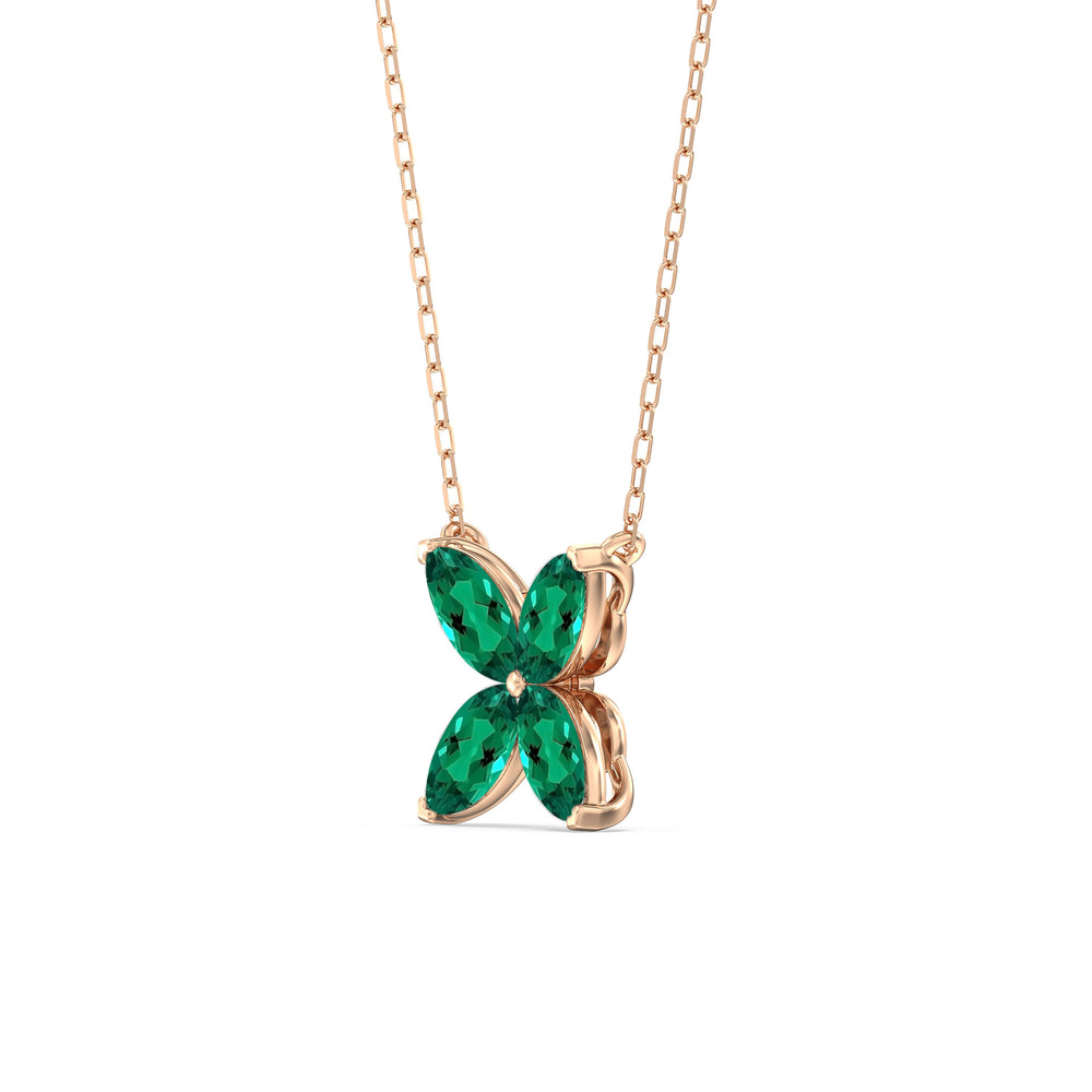 Emerald Wildflower NecklaceTest Drashya with 14KT Rose Gold Cut Diamond in 14KT Rose Gold view 2

