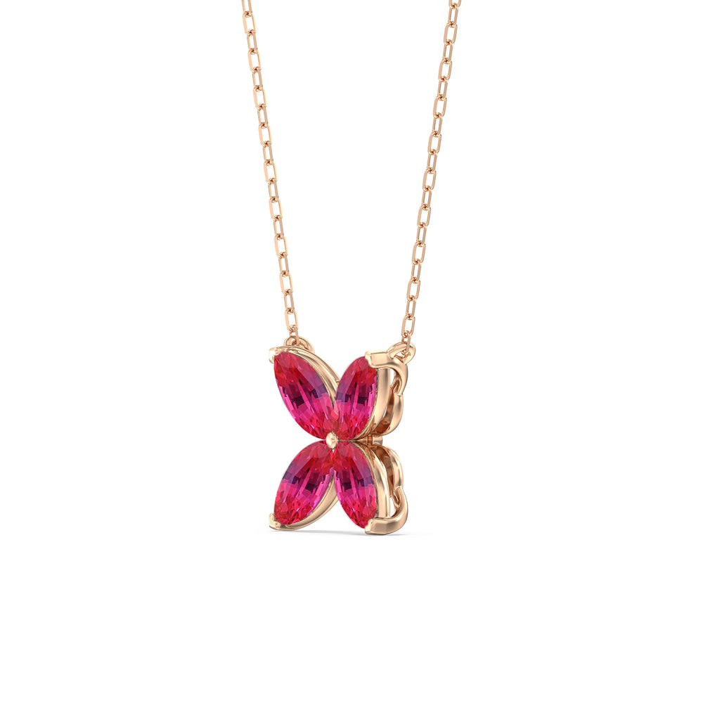 Ruby Wildflower NecklaceTest Drashya with 14KT Rose Gold Cut Diamond in 14KT Rose Gold view 2
