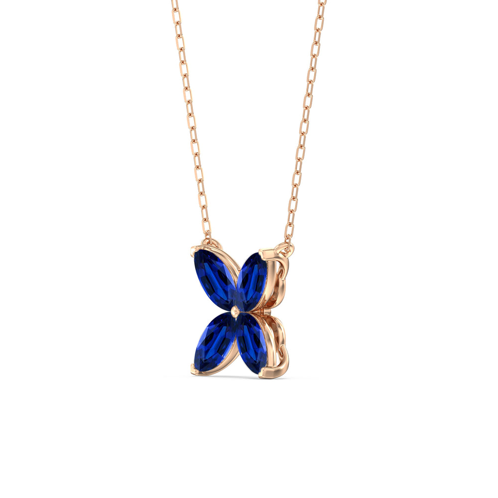 Sapphire Wildflower NecklaceTest Drashya with 14KT Rose Gold Cut Diamond in 14KT Rose Gold view 2
