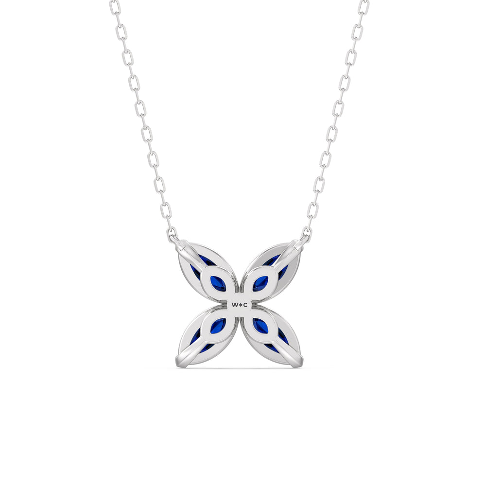 Sapphire Wildflower NecklaceTest Drashya with 14KT White Gold Cut Diamond in 14KT White Gold view 4
