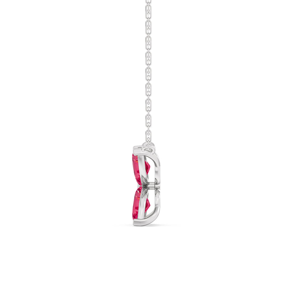 Ruby Wildflower NecklaceTest Drashya with 14KT White Gold Cut Diamond in 14KT White Gold view 3
