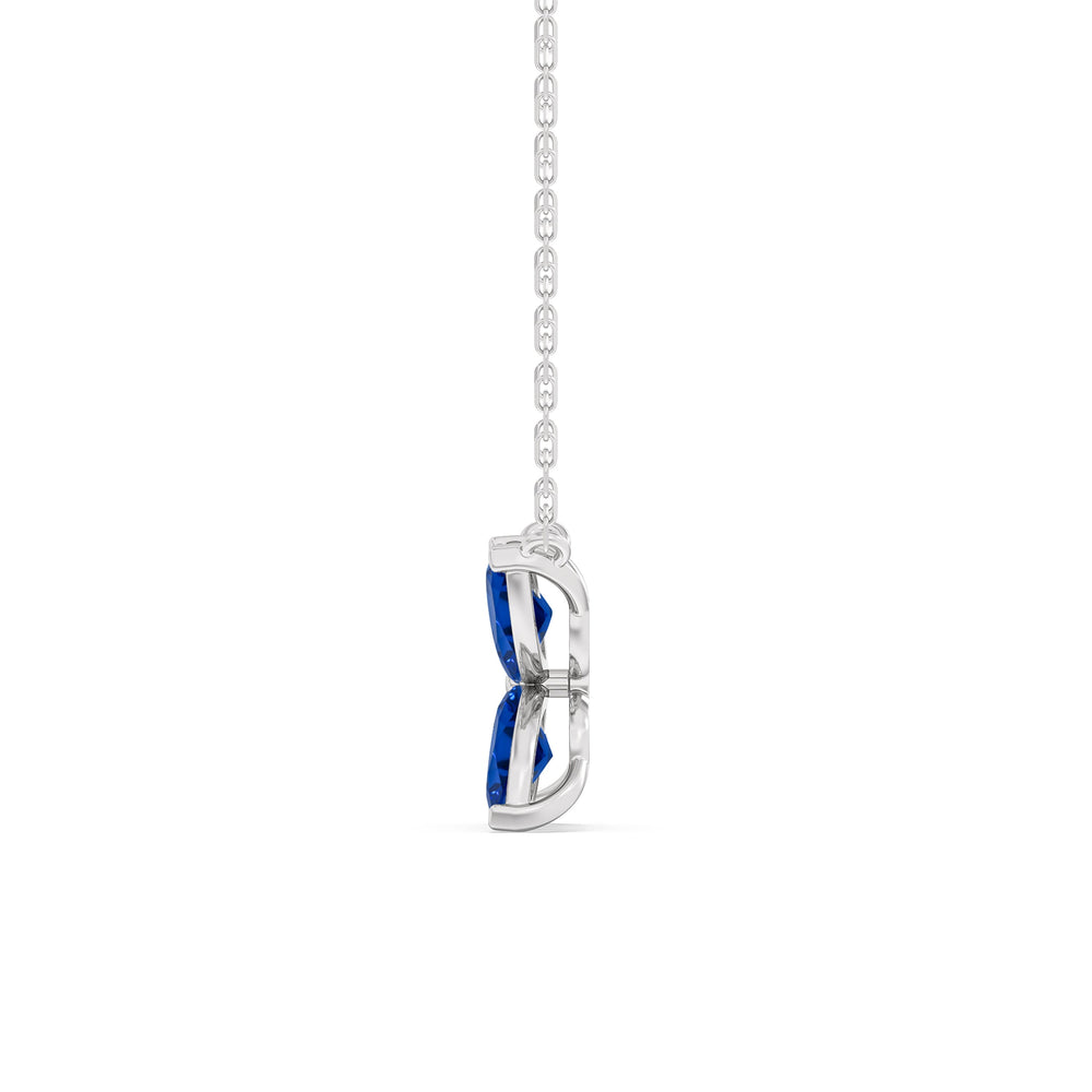Sapphire Wildflower Necklace with 14KT White Gold Cut Diamond in 14KT White Gold view 3

