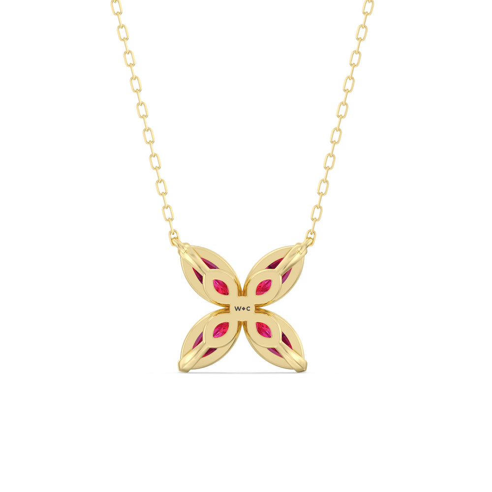 Ruby Wildflower NecklaceTest Drashya with 14KT Yellow Gold Cut Diamond in 14KT Yellow Gold view 4
