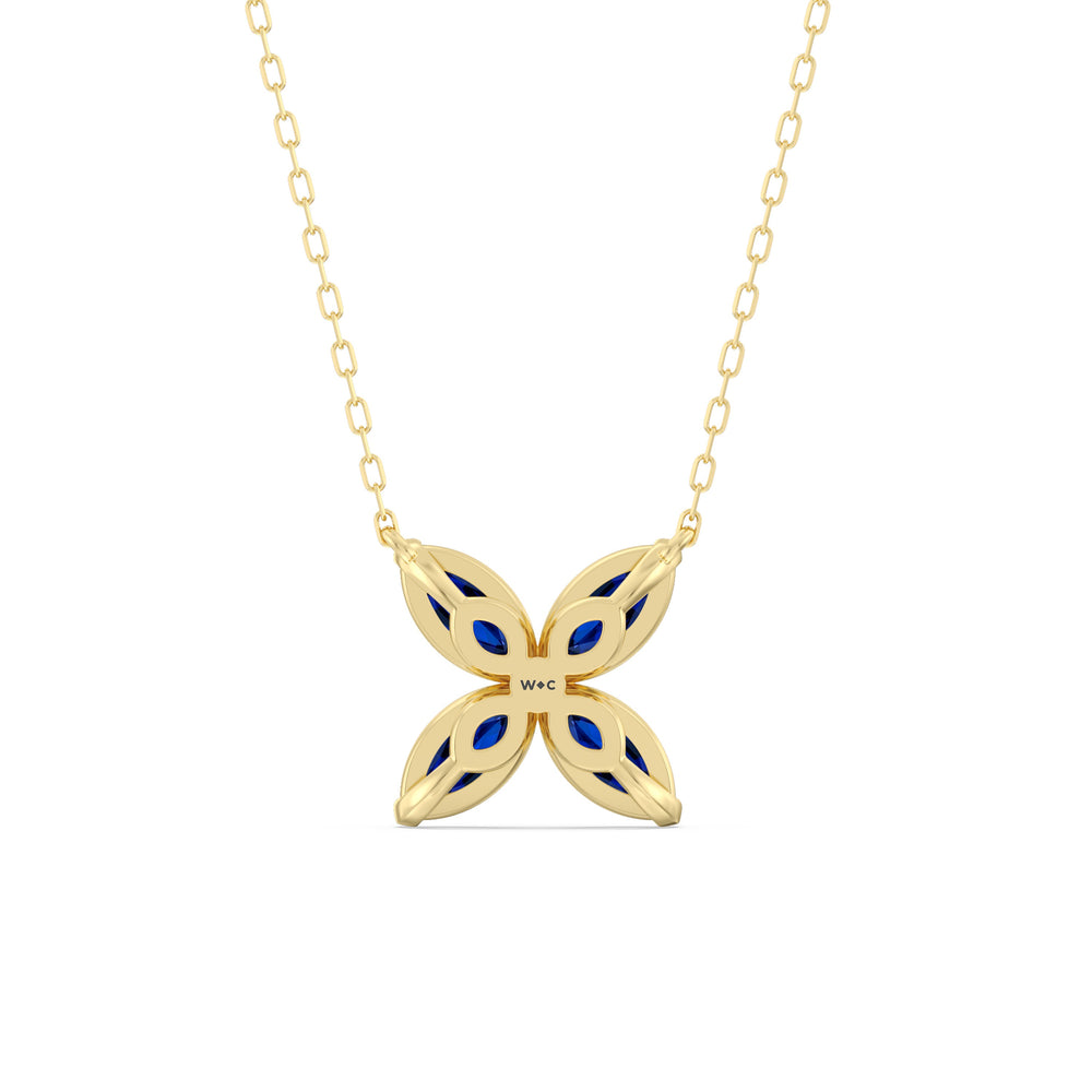 Sapphire Wildflower NecklaceTest Drashya with 14KT Yellow Gold Cut Diamond in 14KT Yellow Gold view 4
