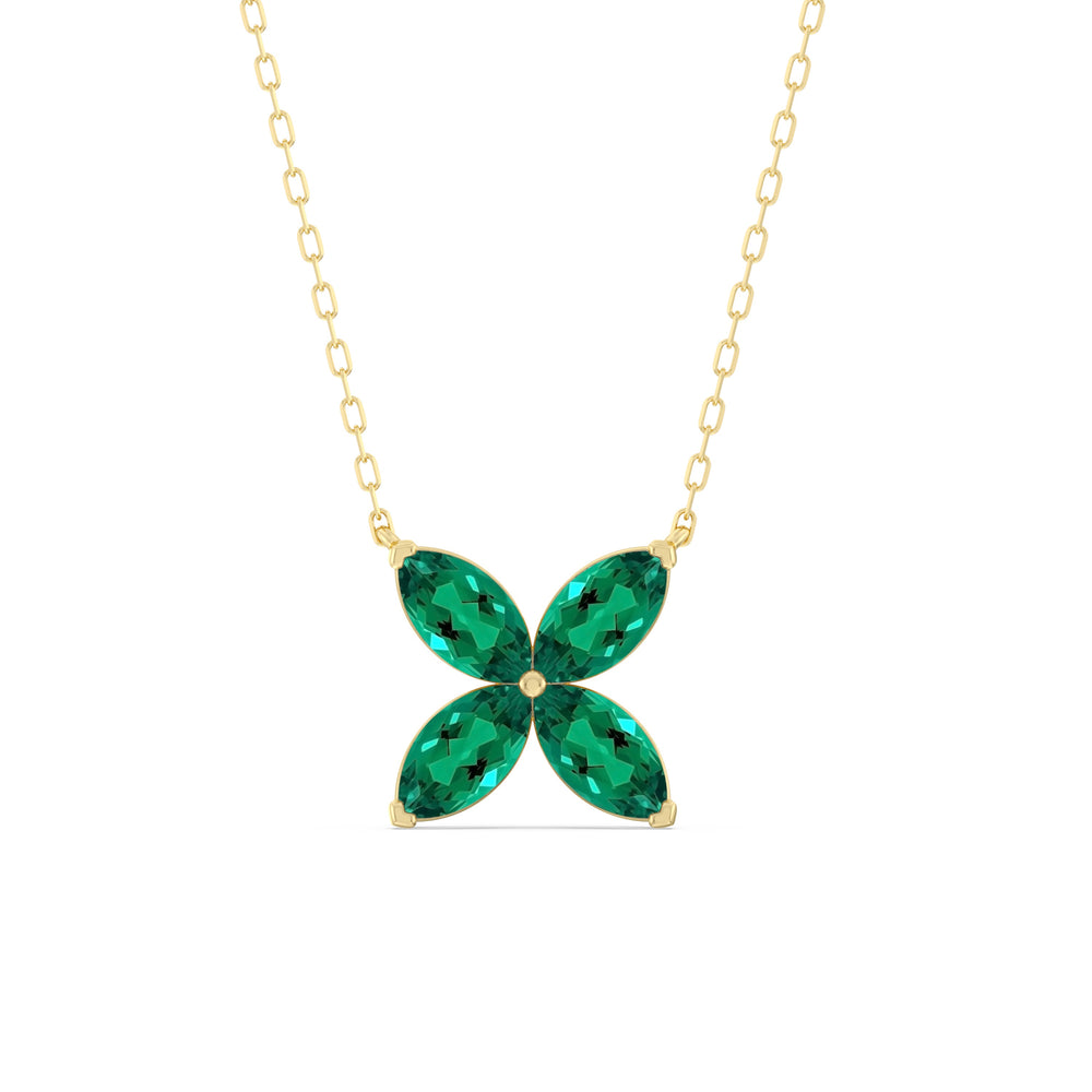Emerald Wildflower NecklaceTest Drashya with 14KT Yellow Gold Cut Diamond in 14KT Yellow Gold view 1
