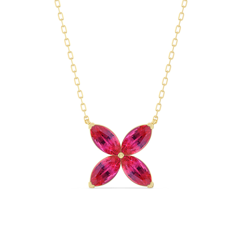 Ruby Wildflower NecklaceTest Drashya with 14KT Yellow Gold Cut Diamond in 14KT Yellow Gold view 1

