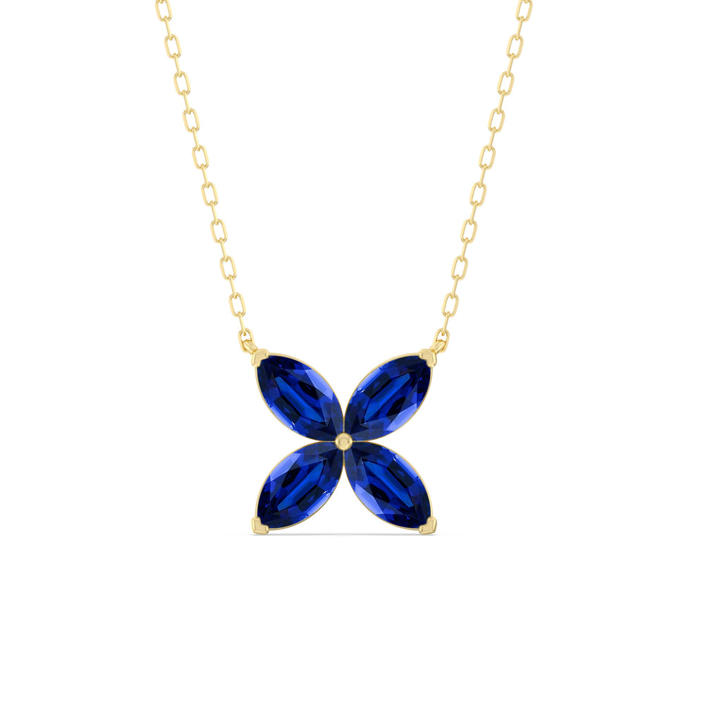 Sapphire Wildflower NecklaceTest Drashya with 14KT Yellow Gold Cut Diamond in 14KT Yellow Gold view 1
