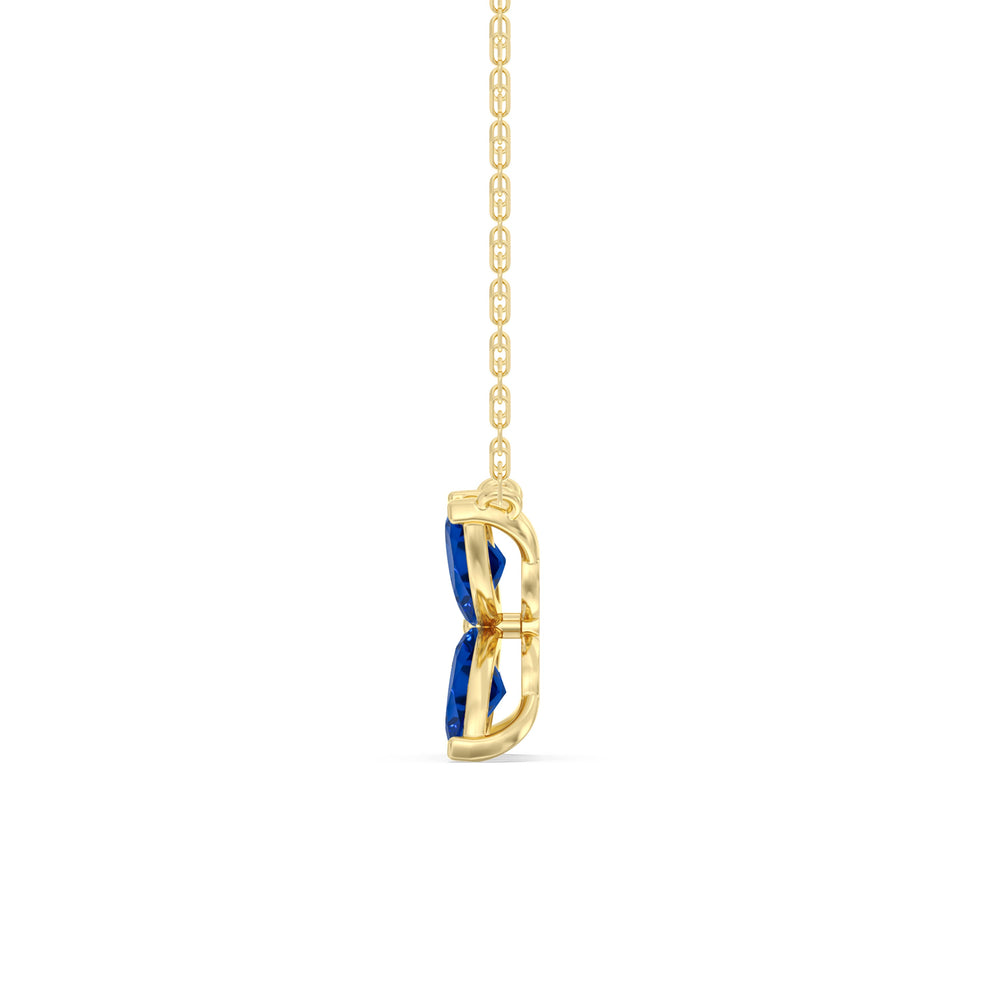 Sapphire Wildflower NecklaceTest Drashya with 14KT Yellow Gold Cut Diamond in 14KT Yellow Gold view 3
