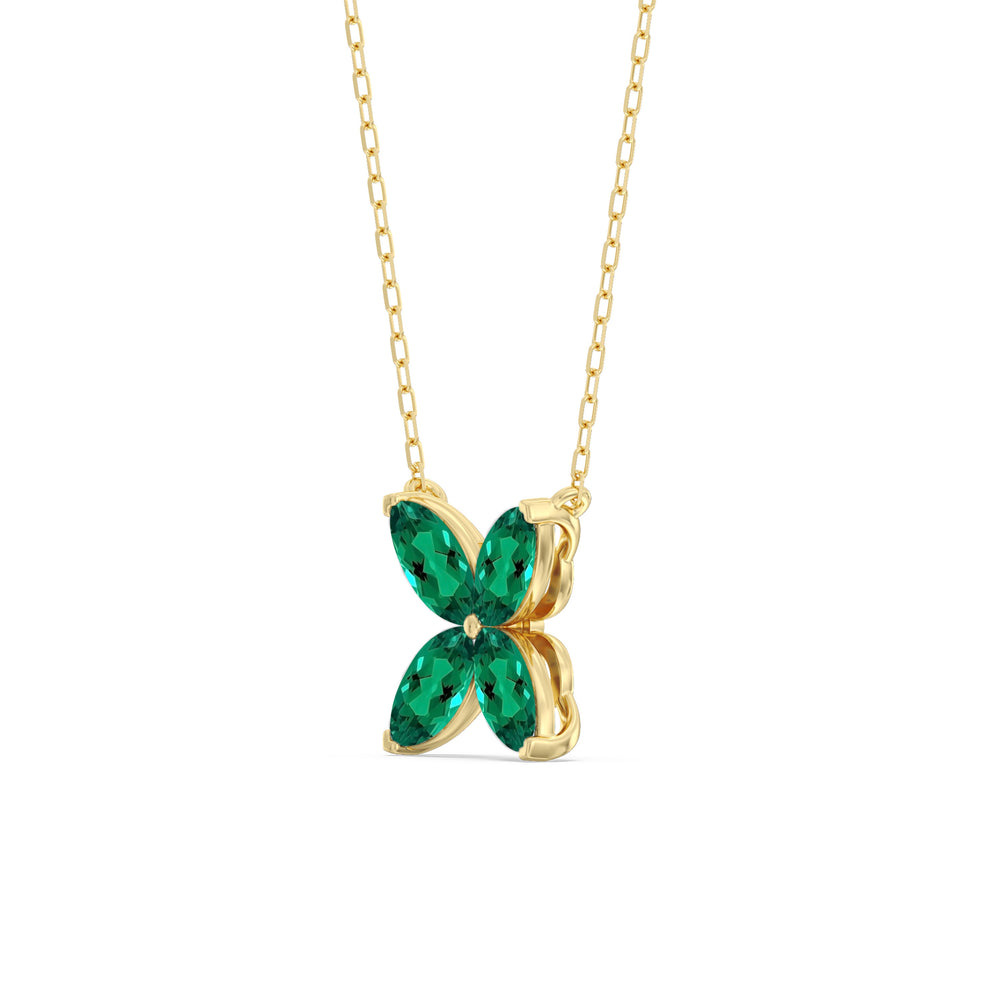 Emerald Wildflower NecklaceTest Drashya with 14KT Yellow Gold Cut Diamond in 14KT Yellow Gold view 2
