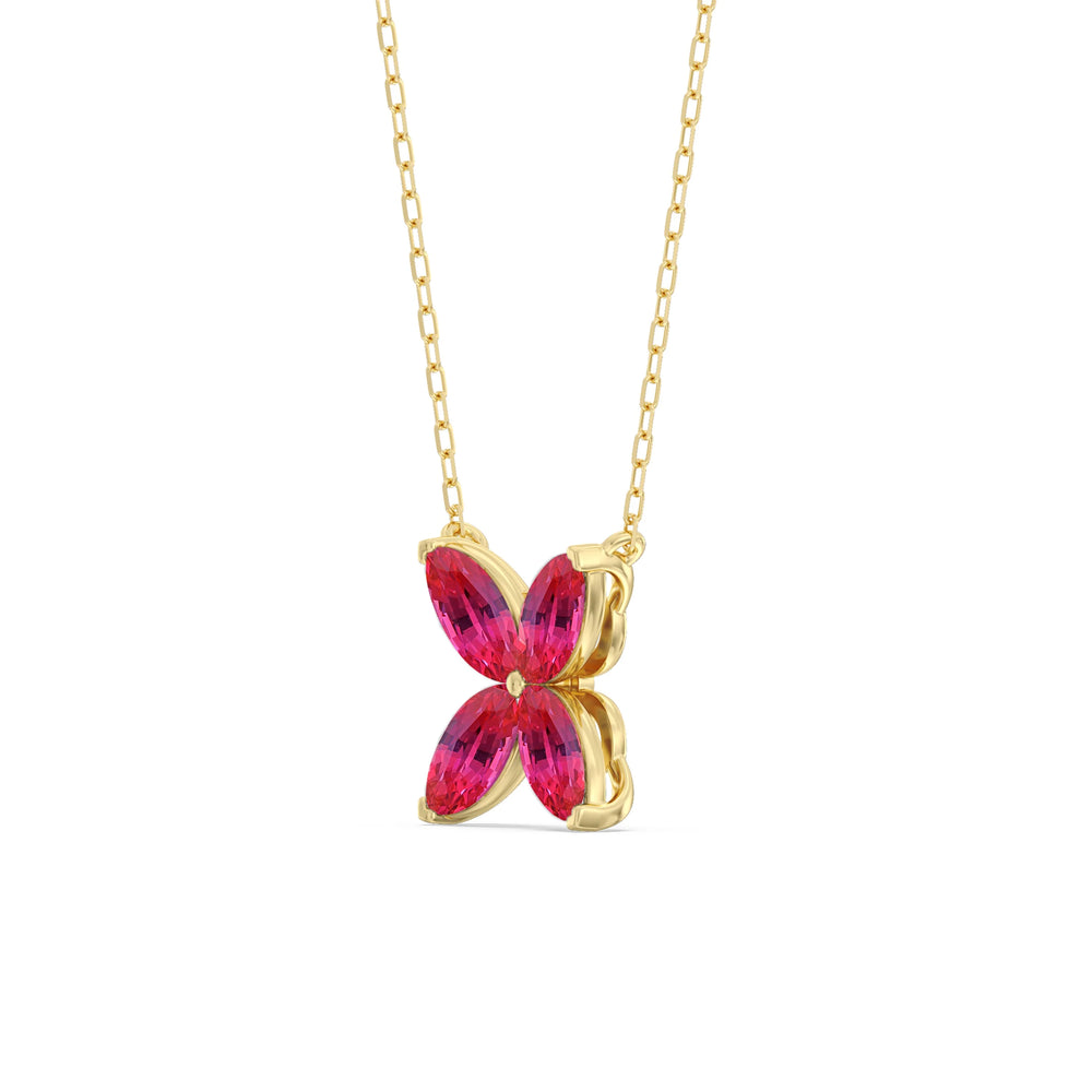 Ruby Wildflower NecklaceTest Drashya with 14KT Yellow Gold Cut Diamond in 14KT Yellow Gold view 2
