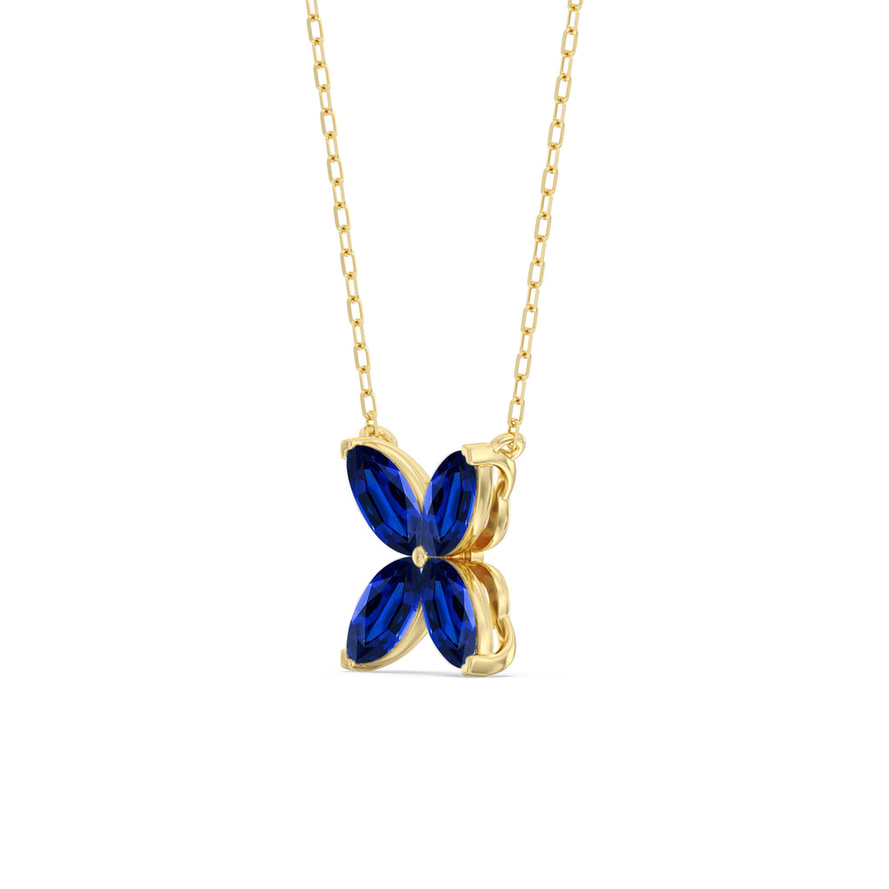 Sapphire Wildflower NecklaceTest Drashya with 14KT Yellow Gold Cut Diamond in 14KT Yellow Gold view 2
