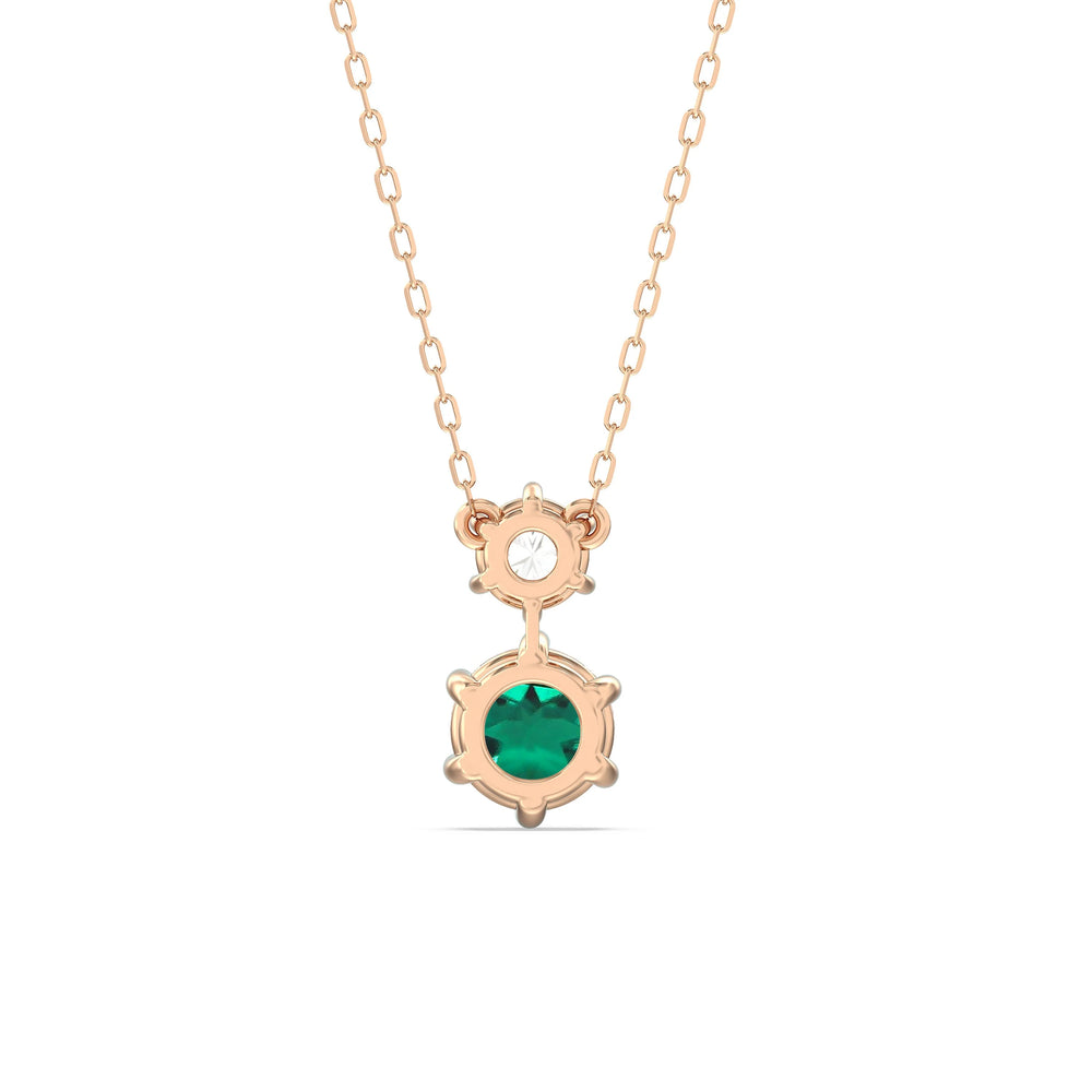 Emerald and Diamond Duo NecklaceTest Drashya with 14KT Rose Gold Cut Diamond in 14KT Rose Gold view 4
