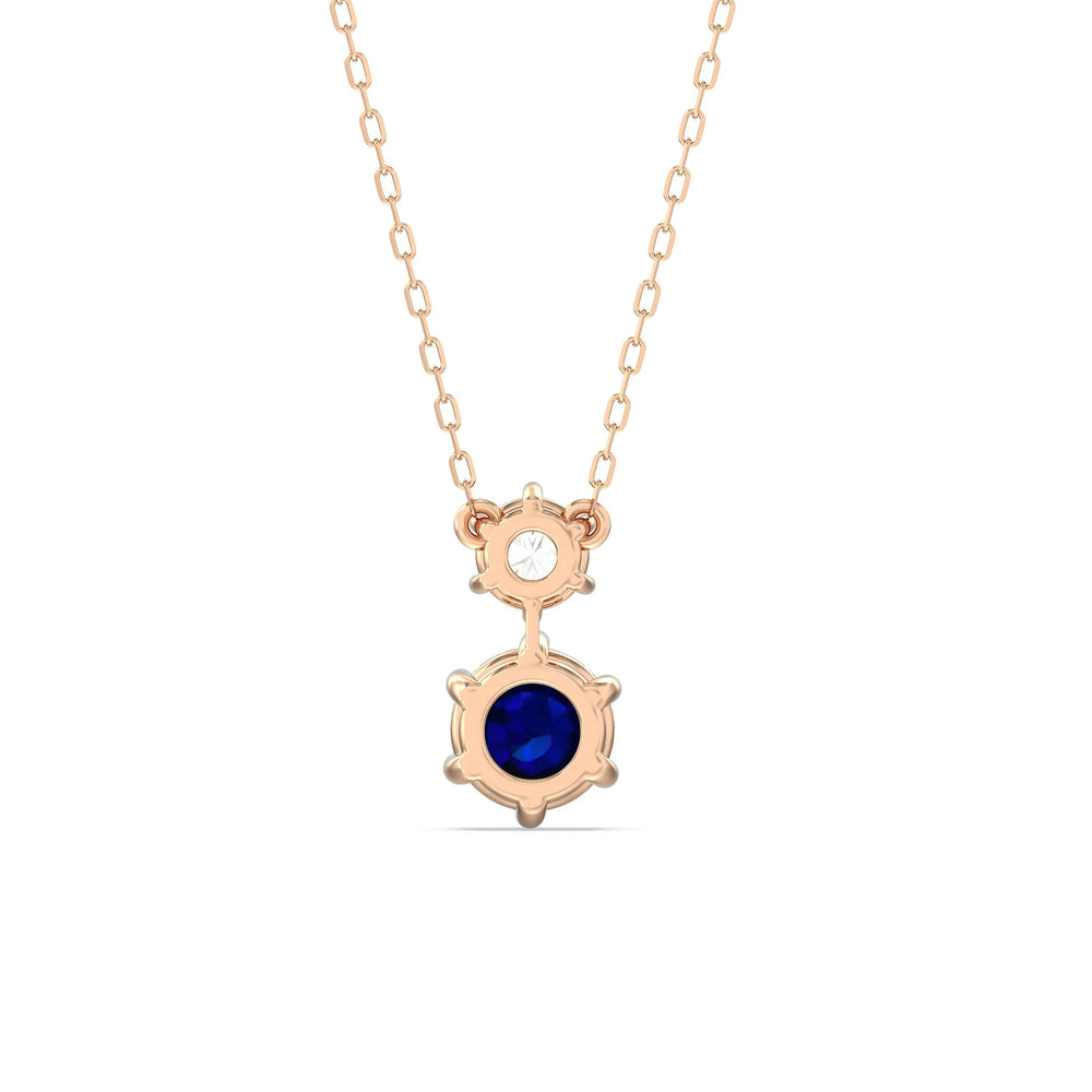 Sapphire and Diamond Duo NecklaceTest Drashya with 14KT Rose Gold Cut Diamond in 14KT Rose Gold view 4
