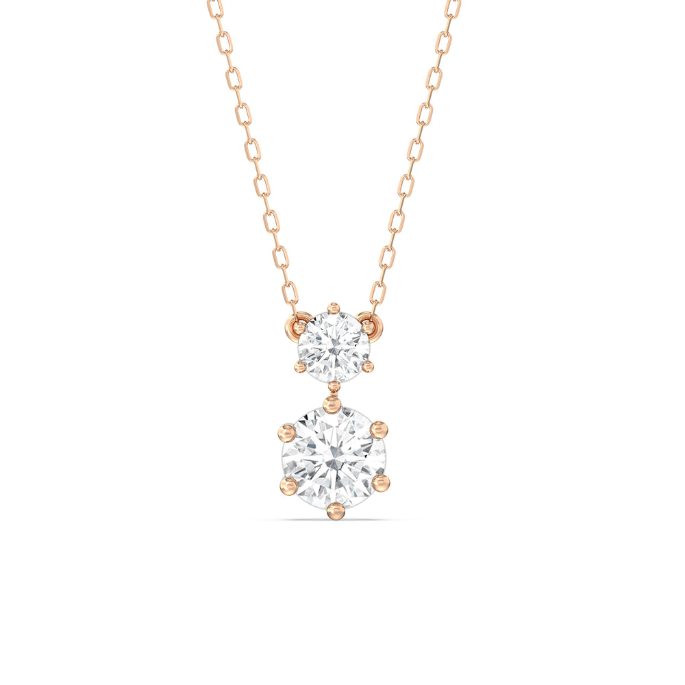 Diamond Duo Necklace with 14KT Rose Gold / Lab / 2 Cut Diamond in 14KT Rose Gold / Lab / 2 view 1
