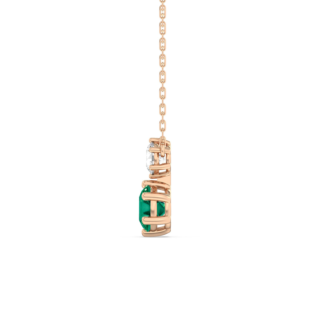 Emerald and Diamond Duo NecklaceTest Drashya with 14KT Rose Gold Cut Diamond in 14KT Rose Gold view 2
