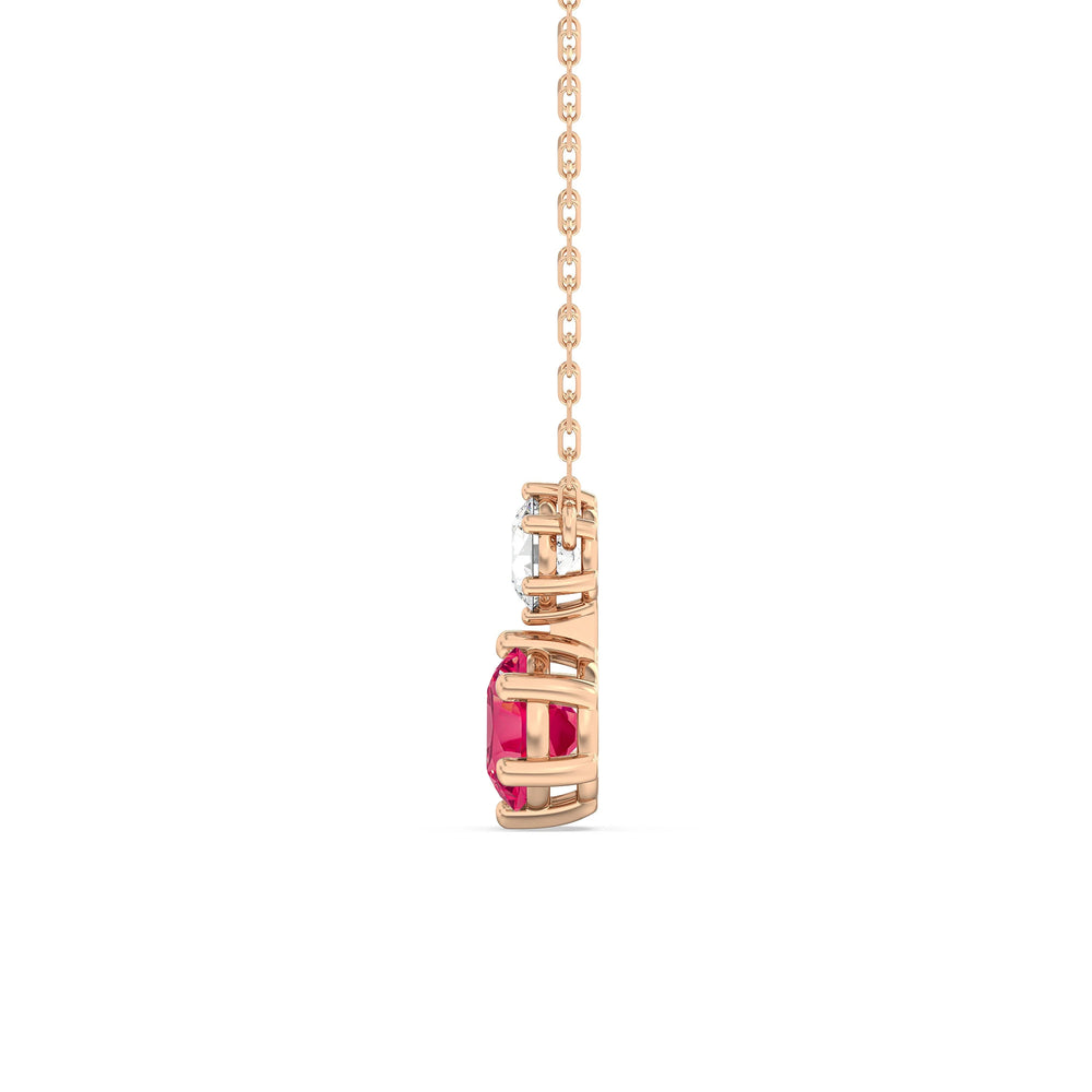 Ruby and Diamond Duo NecklaceTest Drashya with 14KT Rose Gold Cut Diamond in 14KT Rose Gold view 3

