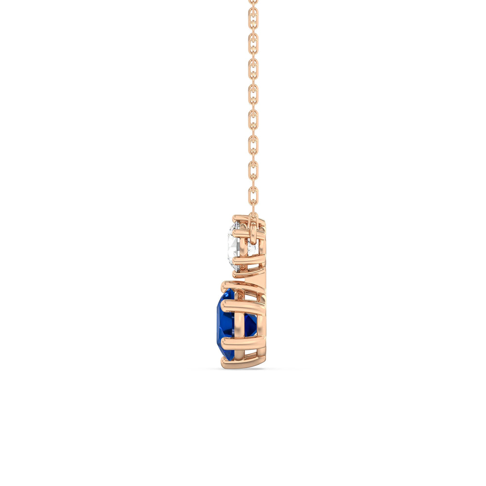 Sapphire and Diamond Duo NecklaceTest Drashya with 14KT Rose Gold Cut Diamond in 14KT Rose Gold view 2
